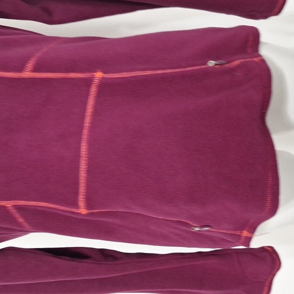 Athleta Burgundy Sporty Sky High Polartec Half Zip Pullover Embroidered Hoodie M - Picture 4 of 13